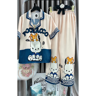Bộ ngủ mặc nhà pijama thỏ kem lụa xước Sam