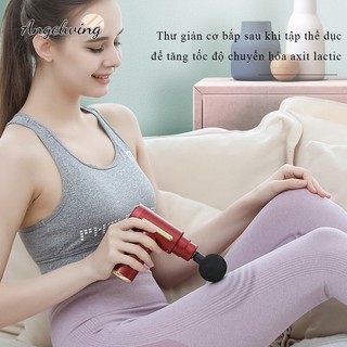 Máy Massage Cầm Tay Mini ANGELWING, Máy Massage Mini Đấm Lưng Mát Xa Trị Liệu 4 Đầu 6 Chế Độ Rung
