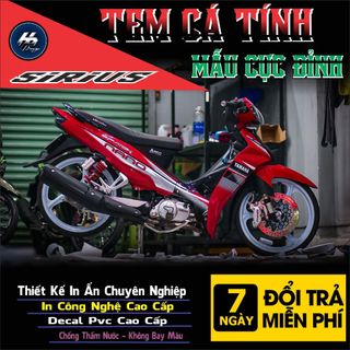 Tem sirius đỏ đen chữ spark nano chất,mẫu tem rời,in chất liệu decal trắng 3 lớp độ bám dính cao,bảo hành bay màu