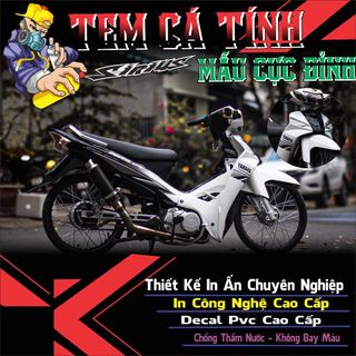 Tem xe sirius trắng đen mẫu tem rời giả zin chất,in chất liệu decal 3 lớp không bay màu