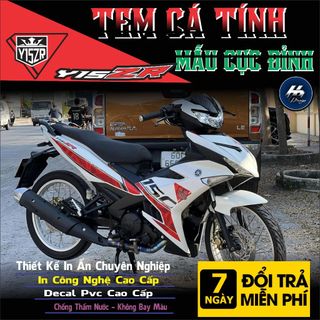 Tem exciter 150 trắng đỏ,mẫu tem y15zr malai đẹp,tem rời in chất liệu decal trắng bảo hành bay màu