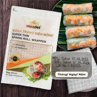 Bánh Tráng Siêu Mỏng Asiadeli 22 cm x 16 cm Không Nhúng Nước gói 300g Hàng Xuất Khẩu