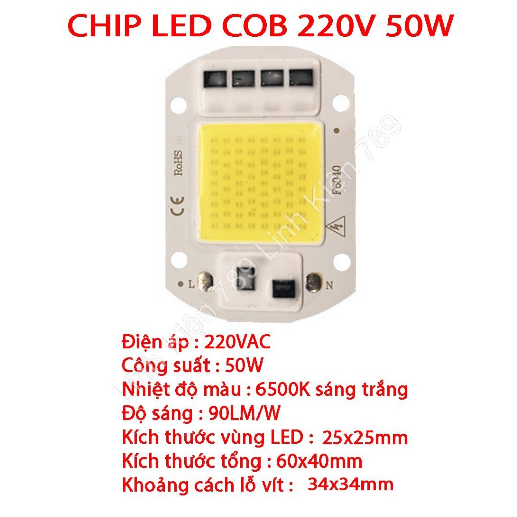 Chip LED COB 220V 50W CHIP LED 6040 50W - Linh kiện 789
