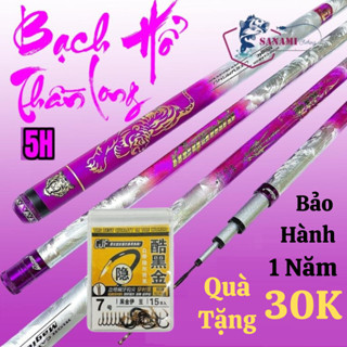 [Bảo hành 1 năm 1 lóng] Cần Câu Tay Cần Câu Đơn Câu Đài Thần Long Bạch Hổ 5H 28i Bản Hồng  CT13