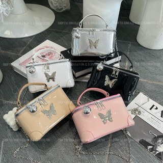Túi cốp mini đeo chéo , đeo vai mác bướm phối cầu tròn treo túi size 18 vừa điện thoại kiểu dáng hàn quốc
