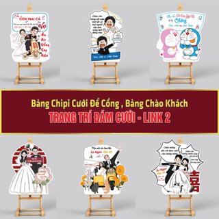 [Bảng Chipi Cưới 02] Bảng Chipi Cưới Để Cổng, Bảng Chào Khách, Bảng Welcome Trang Trí Đám Cưới