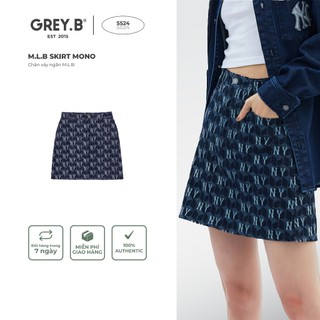 Chân váy denim m.l.b skirt mono greyb thuê logo phong cách hàn quốc