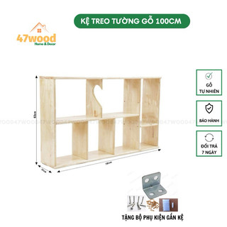 Kệ sách treo tường bằng gỗ rộng 100cm - kệ trang trí treo tường rộng 1 mét