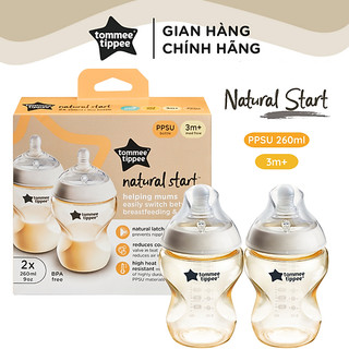 Bình sữa ppsu tommee tippee natural start 150ml, 260ml cho bé núm ti mô phongr tự nhiên