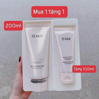 SET SỬA RỬA MẶT OHUI HỒNG MIRACLE MOISTURE CLEANSING FOAM CẤP ẨM SẠCH SÂU TUÝP 200ML + 100ML