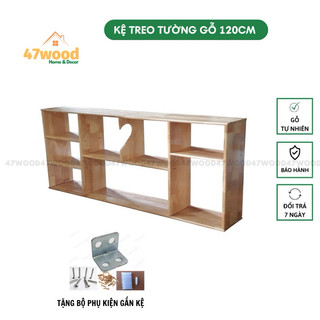 Kệ sách gỗ treo tường 1m2, gỗ cao su - kệ gỗ treo tường rộng 1m2
