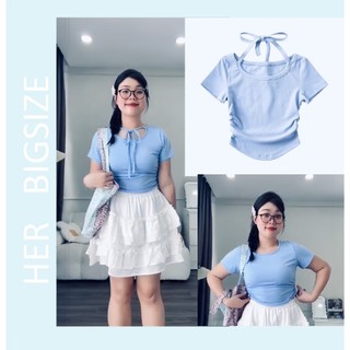 Her bigsize - áo thun croptop dún sườn cột dây siêu xinh h034