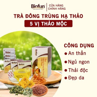 Trà thảo mộc đông trùng hạ thảo biofun - giúp thanh lọc thải độc cơ thể, an thần, ngủ ngon