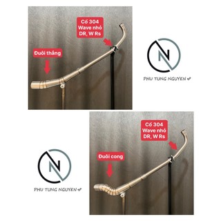Cổ pô 2 khúc inox 304 27/51 cho wave nhỏ, dr, w rs