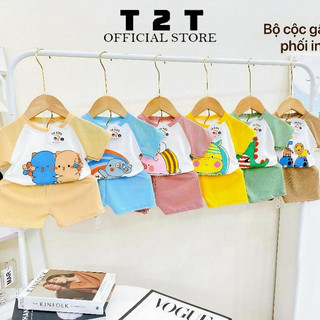 Combo bộ quần áo cộc tay T2T chất tăm lạnh cho bé trai và bé gái 4-19kg - T1.1