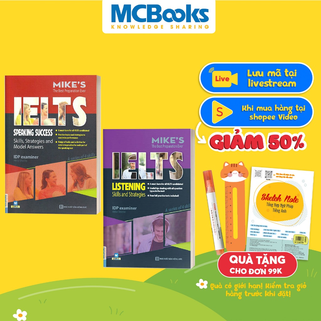 Sách - Combo Ielts Mike - Ielts Listening And Ielts Speaking - Dành Cho Người Tự Học - Kèm App Onlin