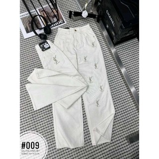 Quần jean suông trắng chữ hàng QCL1