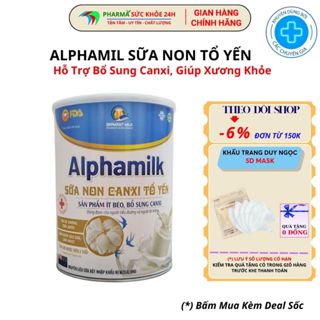Sữa Non Canxi Tổ Yến Alphamilk Bổ Sung Canxi, Sản Phẩm Ít Béo Dùng Cho Người Tiểu Đường, Ăn Kiêng - Hộp 900g.
