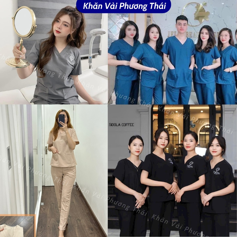 Đồng phục spa, bộ scrubs bác sĩ, đồng phục nhân viên chất cotton lạnh LOẠI 1 đủ size, có sẵn
