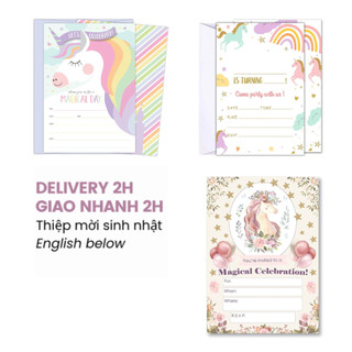 Thiệp mời sinh nhật Unicorn - Invitation card nhiều mẫu upkp45