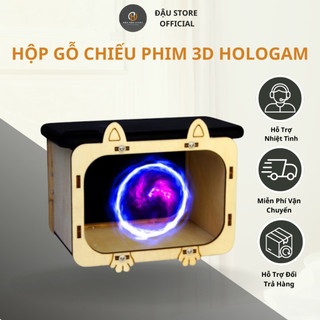 Hộp gỗ chiếu phim 3d hologram, đồ chơi lắp mô hình máy chiếu 3d cho điện thoại thông minh