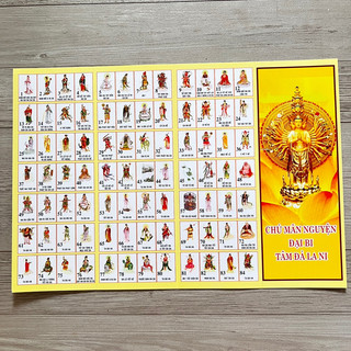Tờ Chú Đại Bi 84 vị Phật hoá thân loại cao cấp ép màng cứng cáp