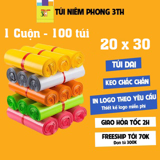 100 Túi Đóng Gói Hàng Niêm Phong 3TH - Size 20x30 - [3 Lớp]