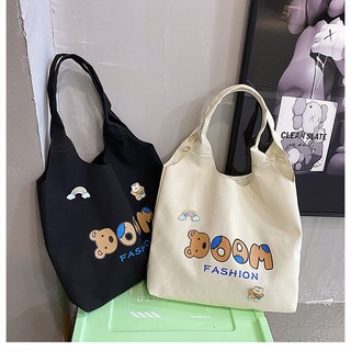 Túi TOTE chữ BOOM cực xinh - Túi Xách canvas Cỡ Lớn Có Khóa Kéo Phong Cách Nhật Hàn Đơn Giản Cho Nữ