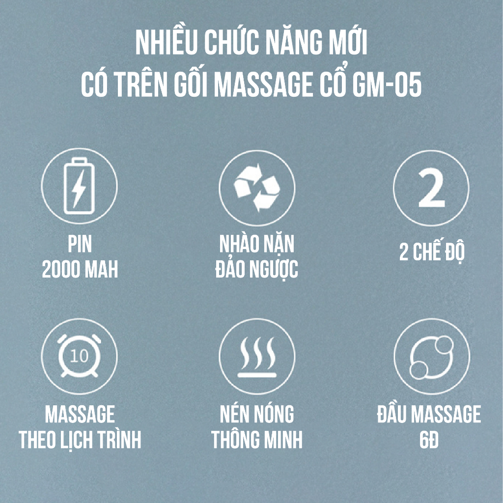 Gối Massage Đa Năng Takara GM-05, Mát Xa Toàn Thân Hỗ Trợ Giảm Nhức Mỏi Có Nhiệt Hồng Ngoại Chườm Ấm