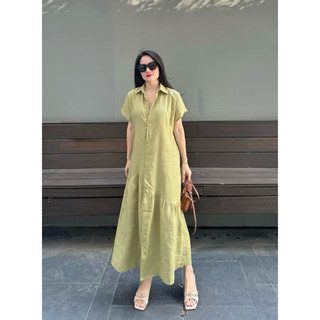 Đầm sơ mi suông linen