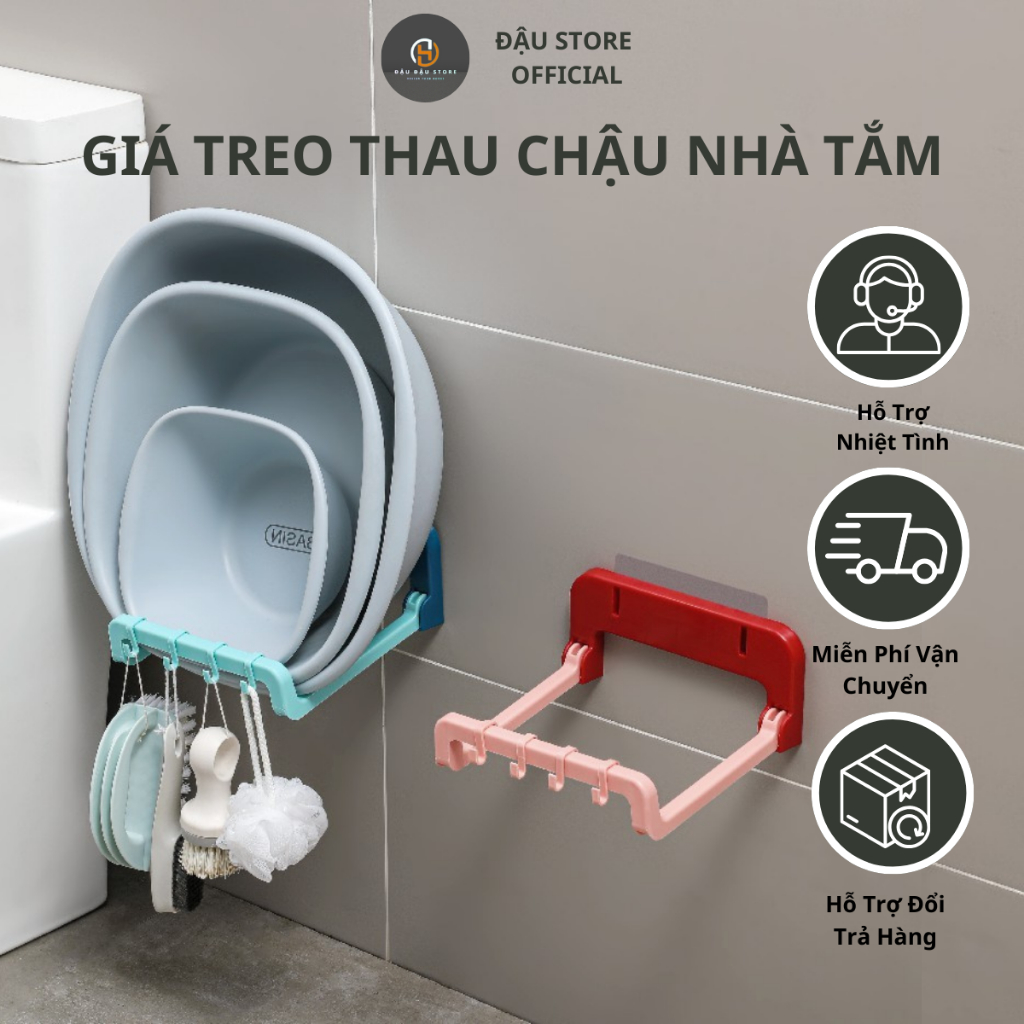 Giá Treo Thau Chậu Nhà Tắm Gắn Tường Đa Năng, Chịu Tải 5KG, Giá Để Đồ Tiện Lợi Cho Phòng Vệ Sinh, Nhà Bếp Có Thể Gấp Gọn