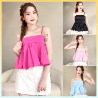  Áo kiểu nữ 2 DÂY LAI BÍ PHỒNG croptop phối chun và dây kéo thời trang mùa hè xinh xắn - L2M