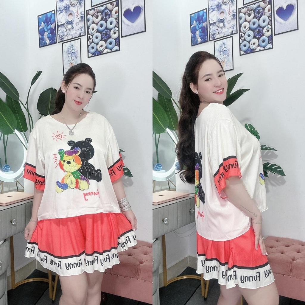 ĐV01 -  BIGSIZE ĐỒ BỘ ĐÙI CỔ VIỀN LỤA XƯỚC (40- 90 ký) Nữ