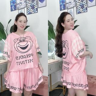 ĐV01 -  BIGSIZE ĐỒ BỘ ĐÙI CỔ VIỀN LỤA XƯỚC (40- 90 ký) Nữ
