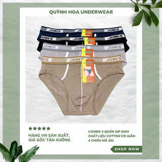 Combo 4 quần jones 301 💥 cao cấp 💥 quần sịp nam chất liệu cotton co giãn 4 chiều mã 301