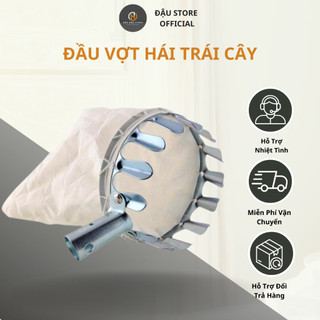 Dụng cụ hái trái cây, đầu vợt hái trái cây bằng kim loại, kèm túi vải đựng trái cây đa năng tiện lợi