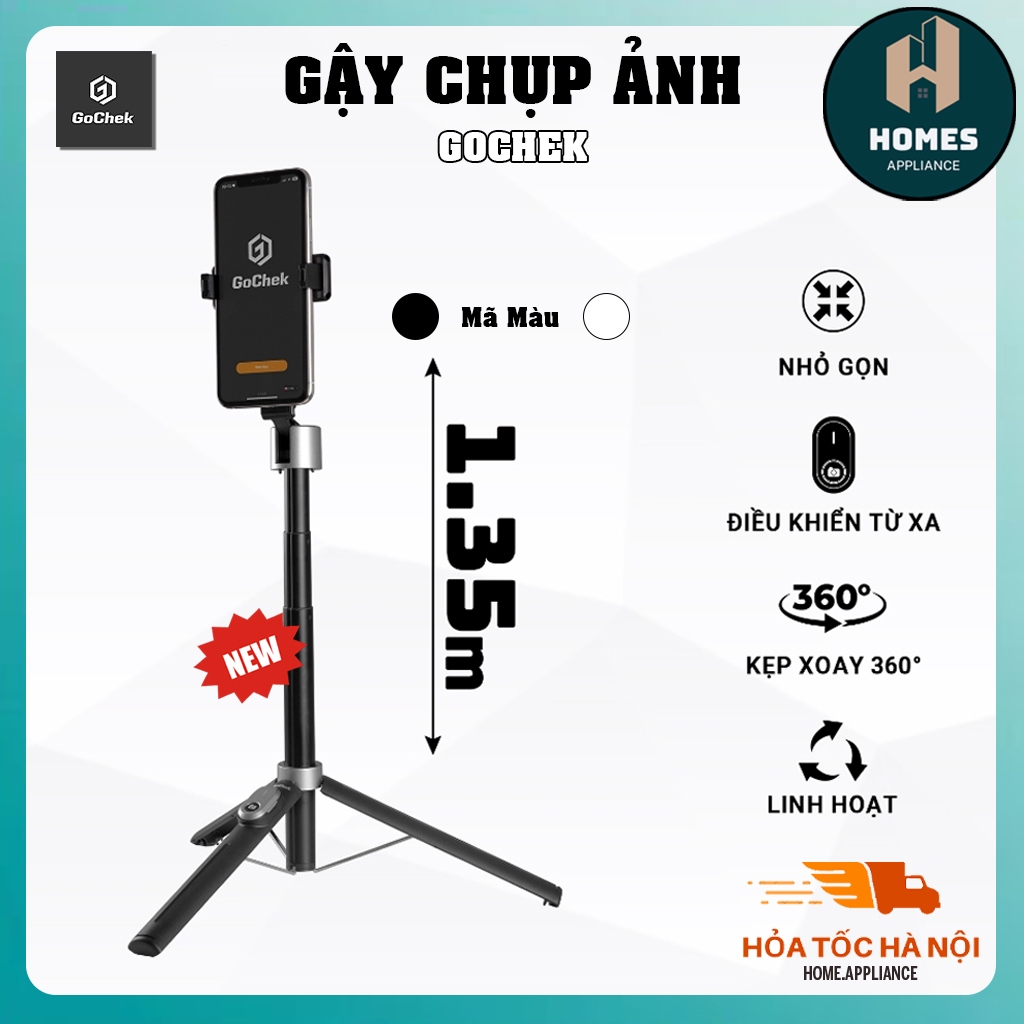 Gậy Chụp Ảnh Gochek S140 Kết Nối Bluetooth Điện Thoại | Gậy Chụp Ảnh 3 Chân S140 Gochek ,Tripod/ Sel