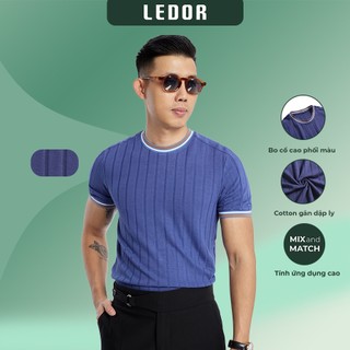 Áo thun nam Gân dập ly BLUE OCEAN cao cấp form Casual Fit năng động, sang trọng-LEDOR