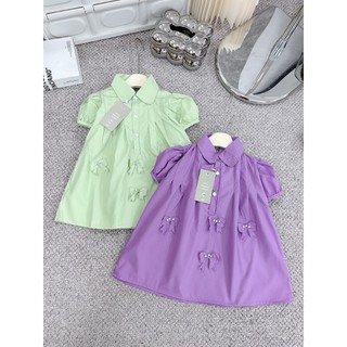 Váy cổ polo đính nơ sau điệu đà cho bé gái