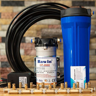 Hệ thống phun sương quán cà phê máy Hawin HP 2600 - 20,30,40,50,60,70 béc phun trọn bộ, chống bụi, làm mát hiệu quả