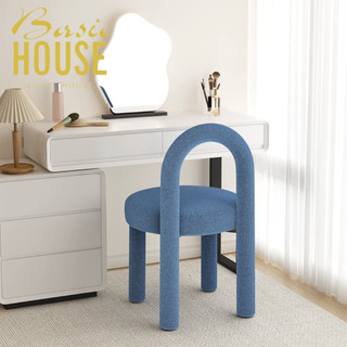 Ghế trang điểm, ghế bàn trang điểm hình vòng lông cừu êm ái, ghế bàn học decor nhà cửa