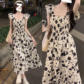 (HỎA TỐC) VÁY NỮ DÁNG DÀI TAY CÁNH TIÊN ĐƠN GIẢN HÀN QUỐC, đầm dự tiệc đi biển maxi hoa cao cấp loại 1