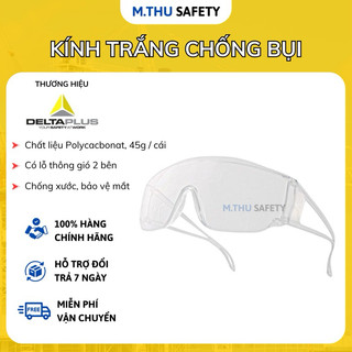 Kính bảo hộ lao động Delta Plus Piton 2 - Mắt kính chính hãng chống bụi, chống trầy xước chống tia UV màu trắng