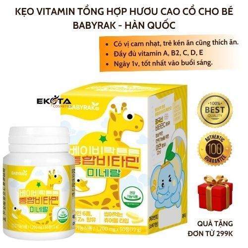 VITAMIN TỔNG HỢP HƯƠU CAO CỔ BABYRAK Hàn Quốc Hộp 60 viên