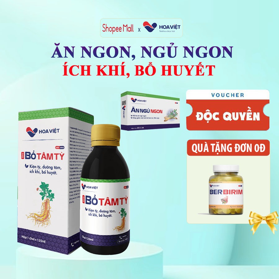 [QUÀ TẶNG ĐƠN 99K] Siro ăn ngon ngủ tốt giảm biếng ăn tăng cường đề kháng hỗ trợ tiêu hoá kém Bổ tâm tì Hoa Việt