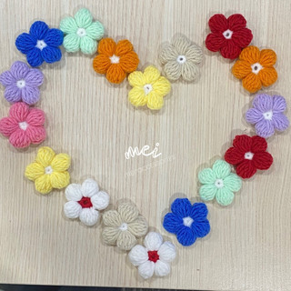 Hoa len handmade siêu xinh dùng trang trí, pin cài áo, túi xách, móc khóa