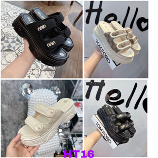 Dép doctor nữ, 2 quai ngang chữ Miu, chất da nỉ êm và xé dán, đế bằng cao 6cm