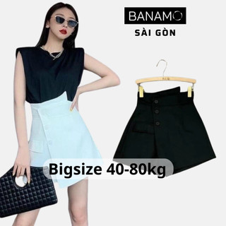 Quần short nữ cạp cao 3 khuy túi vuông quần giả váy chất vải vitex ko bai xù thời trang nữ BANAMO 6311