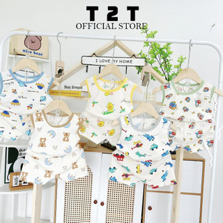 Combo 5 bộ quần áo ba lỗ T2T chất tăm lạnh cho bé trai và bé gái 4-19kg - BLT-01