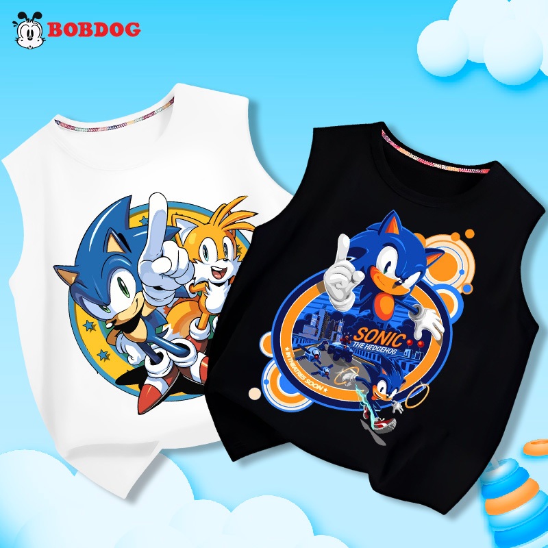 Áo ba lỗ bé trai BOBDOG,BST áo thun 3 lỗ bé trai in hình Nhím Sonic cute dễ thương cho bé